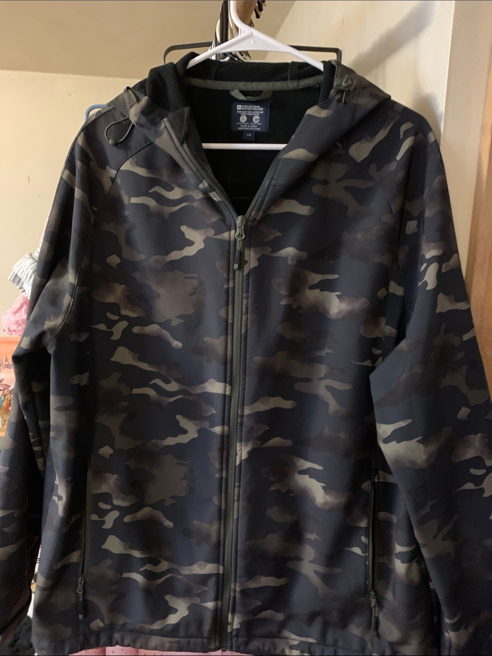 Mountain Warehouse Size Large Men's Hooded Field Jacket - Camo Black & Olive